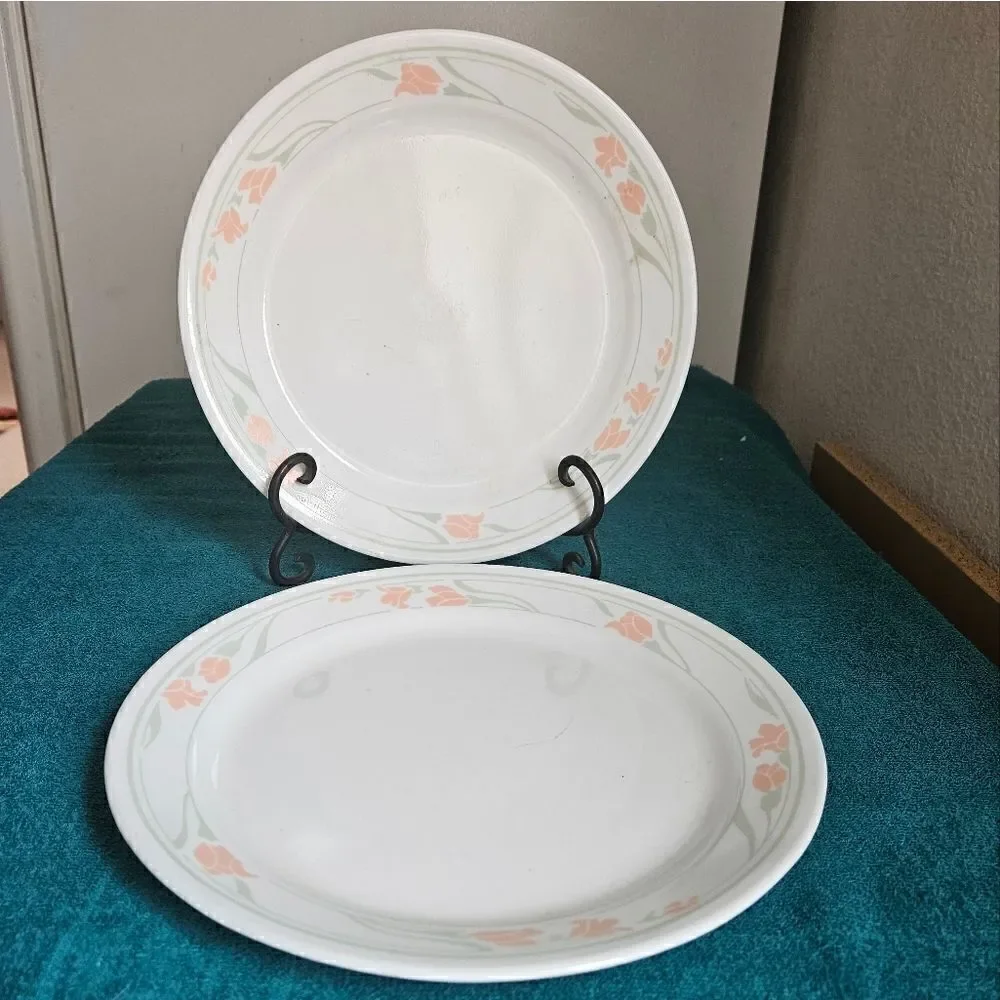 Corelle peach garland pattern 2 pcs dinner plates
